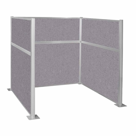 Versare Pre-Configured Hush Panel Cubicle (U Shape) 6' x 6' Cloud Gray Fabric 1859308